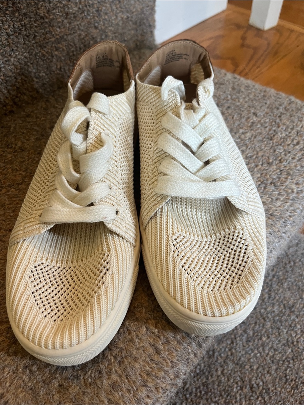 Lucky Brand Women's Knit Lace-Up Sneakers in Cream